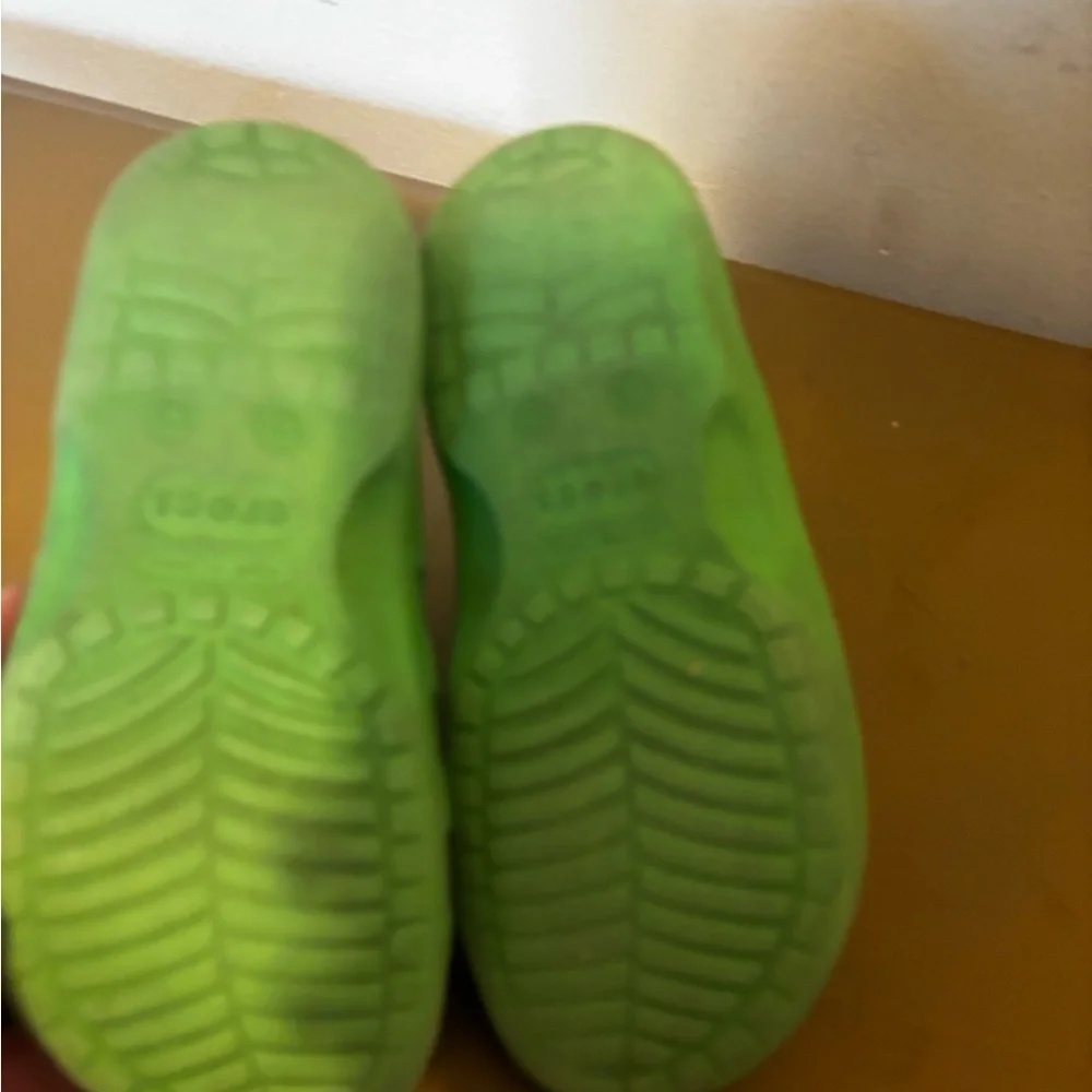 Green Kids CROCS Slide Sandals 12/13